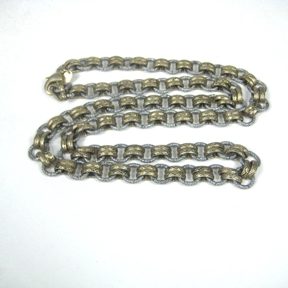 Kiam Family Goldtone Silvertone Chain Necklace 35 inch Unisex Heavy